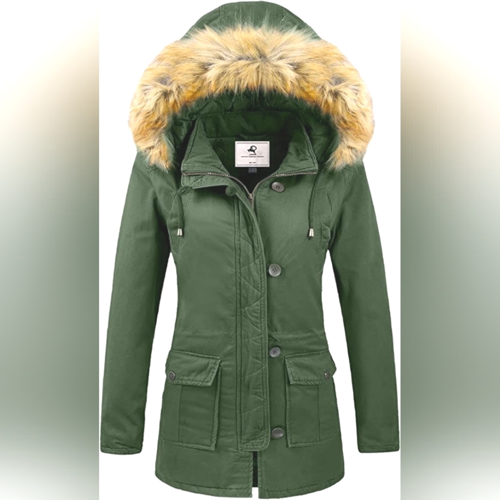 Women's Winter Parka Jacket with Fur Hood
